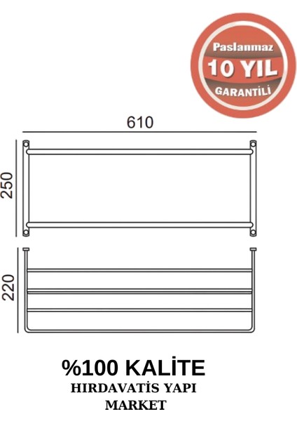 Paslanmaz Pirinç Mercan 2’li Havluluk 60CM fiyatları