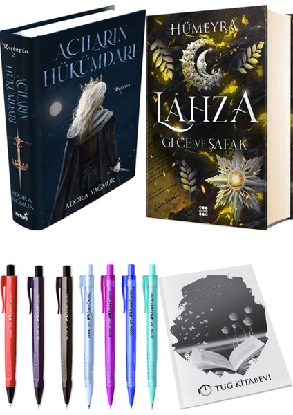 Lahza 3 Gece ve Şafak Ciltli ve Acıların Hükümdarı Ciltli Adora Yağmur 2'li Set + Hediyeli