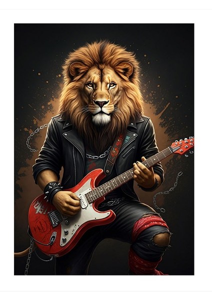 Rockçı Aslan Art Mdf Poster 25CMX 35CM