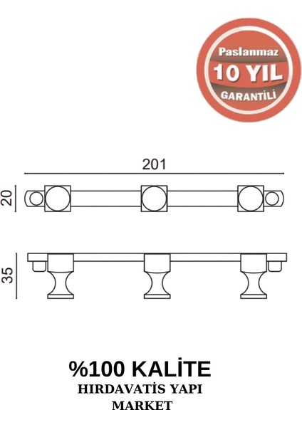 Paslanmaz Pirinç Mercan 3’lü Askılık fiyatları