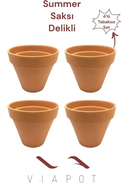 Summer Saksı Büyük Delikli Tabaksız 4'lü 15X13CM 1300ML