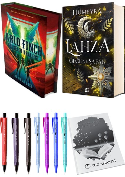 Lahza 3 Gece ve Şafak Ciltli ve Arlo Finch Gölgeler Krallığı Ciltli John August 2'li Set + Hediyeli