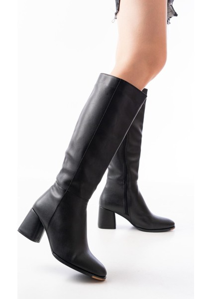 Siyah Topuklu Fermuarlı Günlük Kadın ÇIZMERS-2432BAYAN Çizme