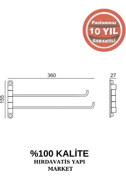 Paslanmaz Pirinç Mercan 2’li Döner Havluluk fiyatları