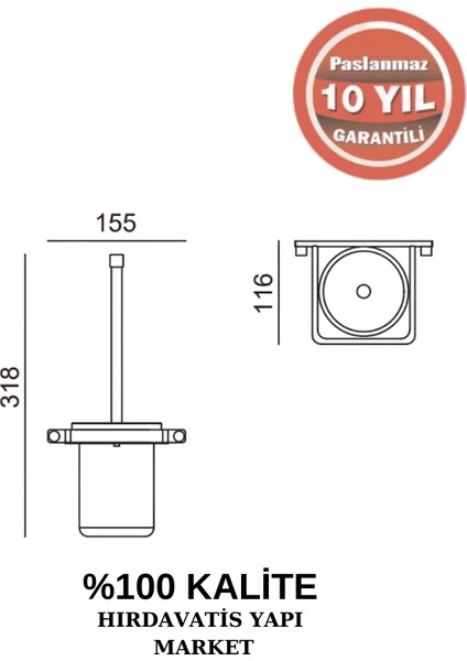 Çelik Banyo Paslanmaz Pirinç Mercan Montajlı Klozet Fırçalık