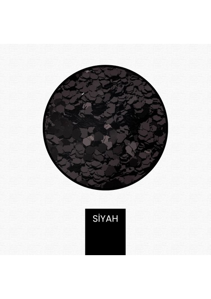 Siyah Glitter Altıgen Epoksi-Nail Art-Makyaj Süsleme Pulu