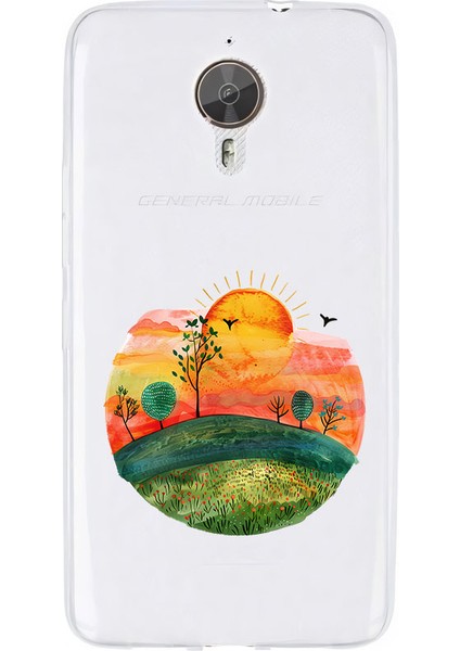 General Mobile Gm5 Plus Uyumlu Gün Doğumu Desenli Silikon Kılıf
