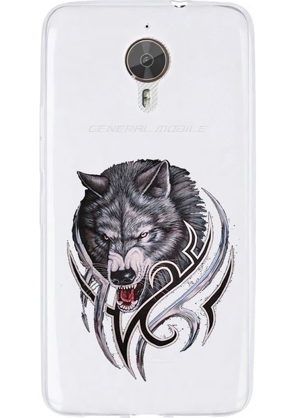 General Mobile Gm5 Plus Uyumlu Öfkeli Kurt Desenli Silikon Kılıf
