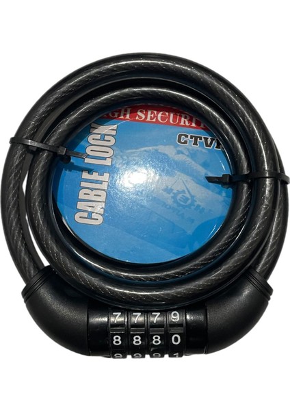 Bisiklet Şifreli Kilit 12 mm 100 cm Siyah ( Ayarlanabilir Şifre )