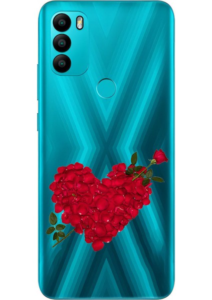 General Mobile GM21 Plus Uyumlu Gül Kalbi Desenli Silikon Kılıf