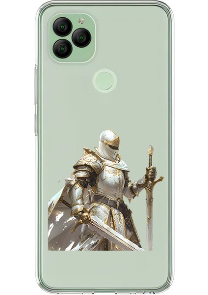 General Mobile GM22 Uyumlu Beyaz Pelerinli Savaşçı Desenli Silikon Kılıf