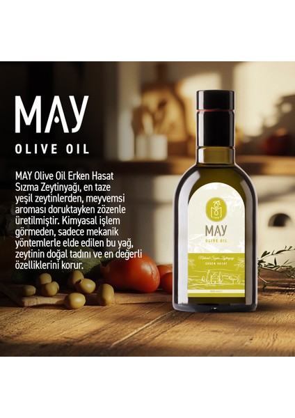 Soğuk Sıkım Erken Hasat Doğal Sızma Zeytinyağı – 500 ML | MAY Olive Oil fırsatları