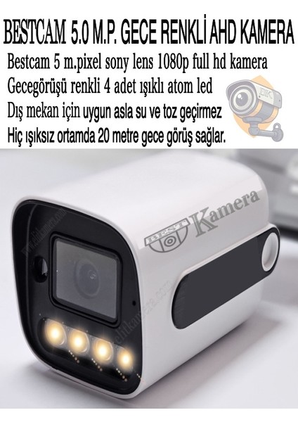 6 Kameralı Set 5 Mega Piksel Sony Lensli Full Hd Gece Görüşü Renkli Güvenlik Kamera Seti 500 Gb Hdd modelleri