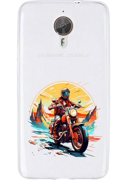 General Mobile Gm5 Plus Uyumlu Motorcu Desenli Silikon Kılıf