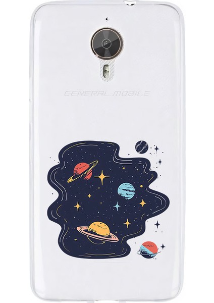 General Mobile Gm5 Plus Uyumlu Gezegenler Desenli Silikon Kılıf