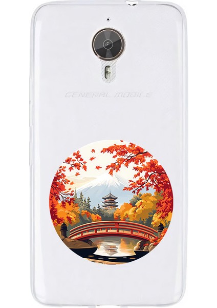 General Mobile Gm5 Plus Uyumlu Sonbahar Köprüsü Desenli Silikon Kılıf
