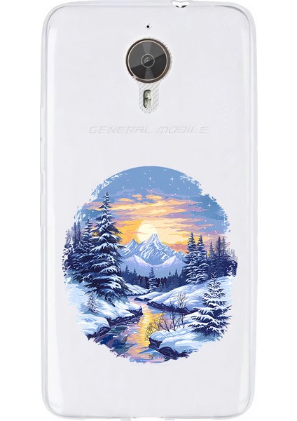 General Mobile Gm5 Plus Uyumlu Kış Manzarası Desenli Silikon Kılıf