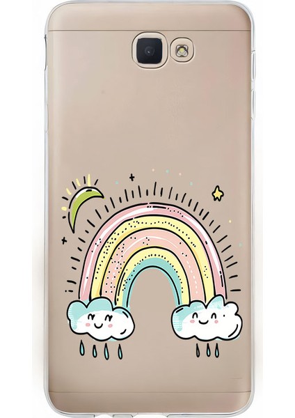 Samsung Galaxy J7 Prime Uyumlu Gökkuşağı Desenli Silikon Kılıf