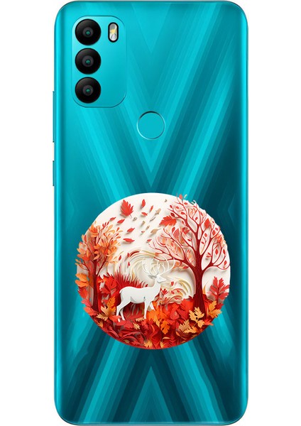 General Mobile GM21 Plus Uyumlu Beyaz Geyik Desenli Silikon Kılıf