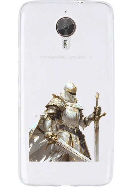 General Mobile Gm5 Plus Uyumlu Beyaz Pelerinli Savaşçı Desenli Silikon Kılıf