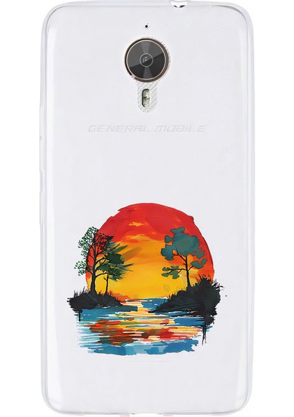 General Mobile Gm5 Plus Uyumlu Nehir Gün Batımı Desenli Silikon Kılıf