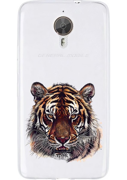General Mobile Gm5 Plus Uyumlu Kızgın Kaplan Desenli Silikon Kılıf