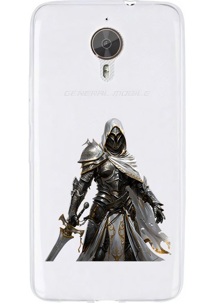 General Mobile Gm5 Plus Uyumlu Kara Şovalye Pelerinli Desenli Silikon Kılıf