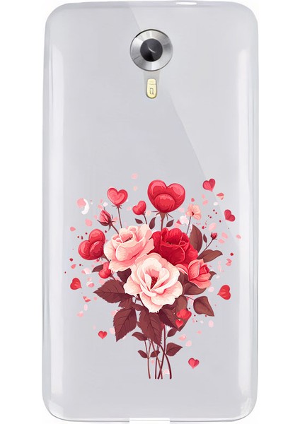 General Mobile 4g Uyumlu Kalpli Çiçekler Desenli Silikon Kılıf