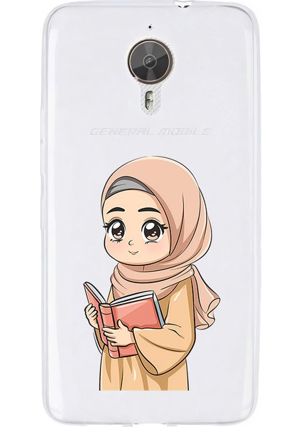 General Mobile Gm5 Plus Uyumlu Kitap Kızı Desenli Silikon Kılıf