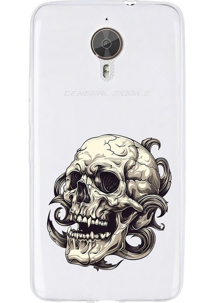 General Mobile Gm5 Plus Uyumlu Kafatası Desenli Silikon Kılıf
