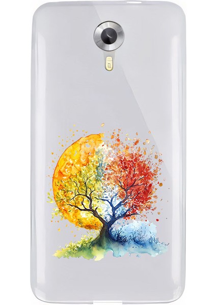 General Mobile 4g Uyumlu Renkli Ağaç Desenli Silikon Kılıf