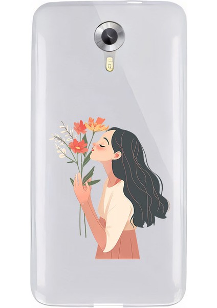 General Mobile 4g Uyumlu Çiçek Kızı Desenli Silikon Kılıf