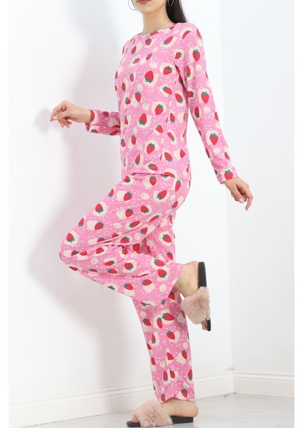 Alt Üst Aynı Rotasyon Pijama Takımı Pembeçilek