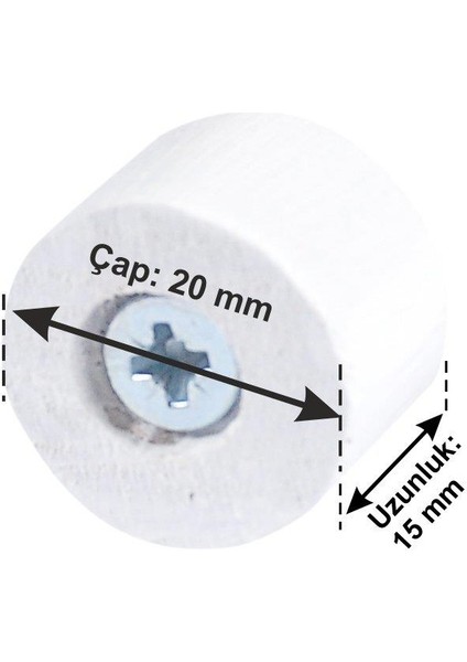 Masa Sandalye Mobilya Koltuk Ünite Kanepe Sehpa Ayak Yükseltici Takoz 6'lı Set Boy 15 mm Çap 20 mm Beyaz