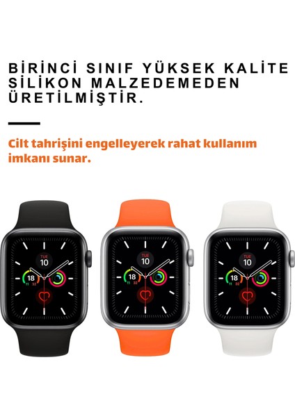 Üçlü Set | Apple Watch 3 4 5 6 7 8 9 Se 38-40-41 mm ve Series 10 (42 Mm) Uyumlu Silikon Kordon Seti