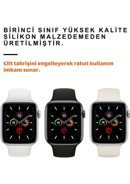 Üçlü Set | Apple Watch 3 4 5 6 7 8 9 Se 38-40-41 mm ve Series 10 (42 Mm) Uyumlu Silikon Kordon Seti