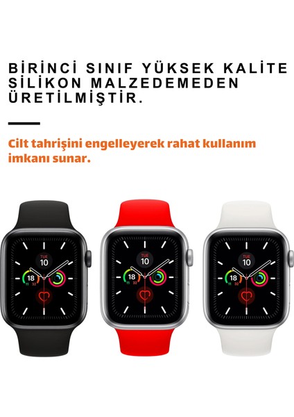 Üçlü Set | Apple Watch 3 4 5 6 7 8 9 Se 38-40-41 mm ve Series 10 (42 Mm) Uyumlu Silikon Kordon Seti