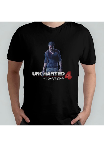Uncharted 4 Pamuklu Bisiklet Yaka T-Shirt Model 1