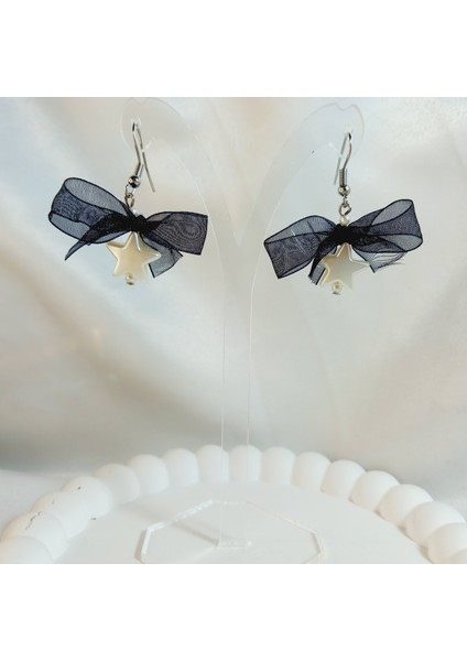 Kurdele Detaylı Aesthetic Soft Vibes Vintage Coquette Y2K Star Yıldız Inci Küpe modelleri