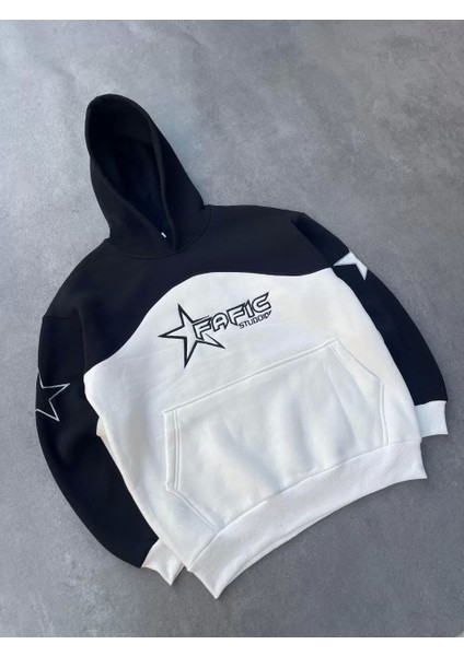 Parçalı Nakış Işlemelı Kapşonlu Sweatshirt - Siyah modelleri
