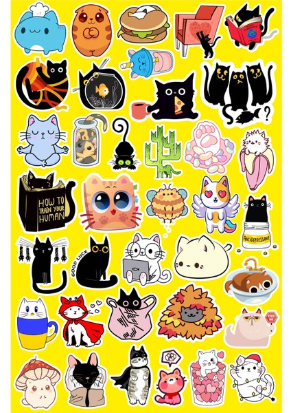 Komik Cats Seri 6 Sticker Telefon Laptop Notebook Tablet Defter Matara Stiker Etiket