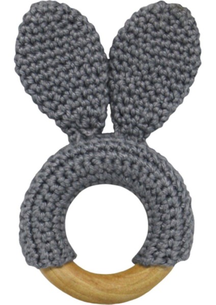 Organik Amigurumi Koyu Gri Mini Bunny Diş Kaıyıcı Koyu gr