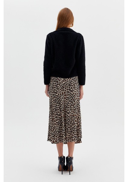 Leopar Desenli Midi Boy Saten Etek fırsatları
