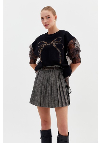 Piliseli Kaşe Mini Etek