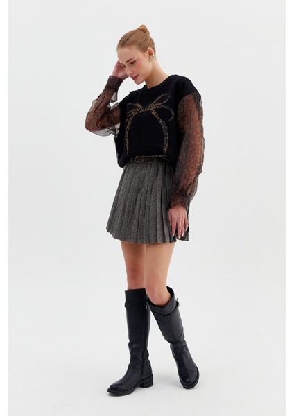 Piliseli Kaşe Mini Etek modelleri