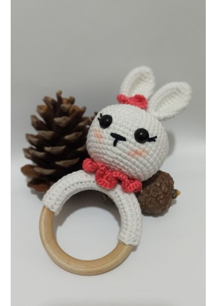 Amigurumi Handmade Örgü Süslü Tavşan Çıngırak Beyaz fiyatları