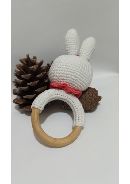 Amigurumi Handmade Örgü Süslü Tavşan Çıngırak Beyaz modelleri