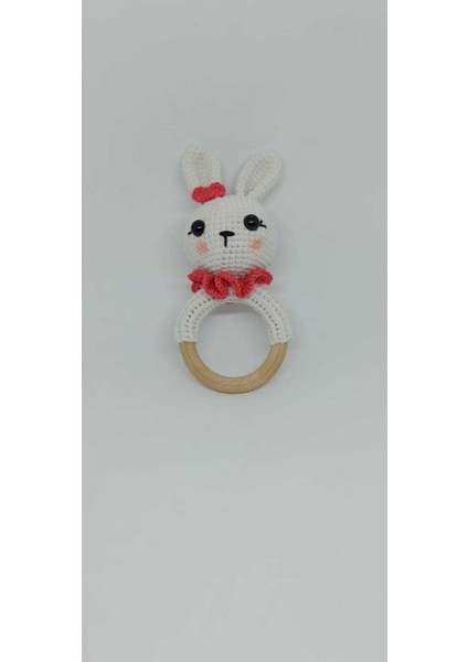 Amigurumi Handmade Örgü Süslü Tavşan Çıngırak Beyaz fırsatları