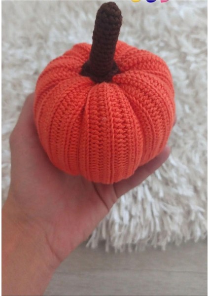 Büyük Boy Balkabağı Dekorasyon Yeni Trend Turuncu Amigurumi Örgü Renkli