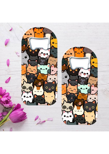 Çılgın Kediler Özel Tasarımlı Oval Uzun Açacaklı Magnet